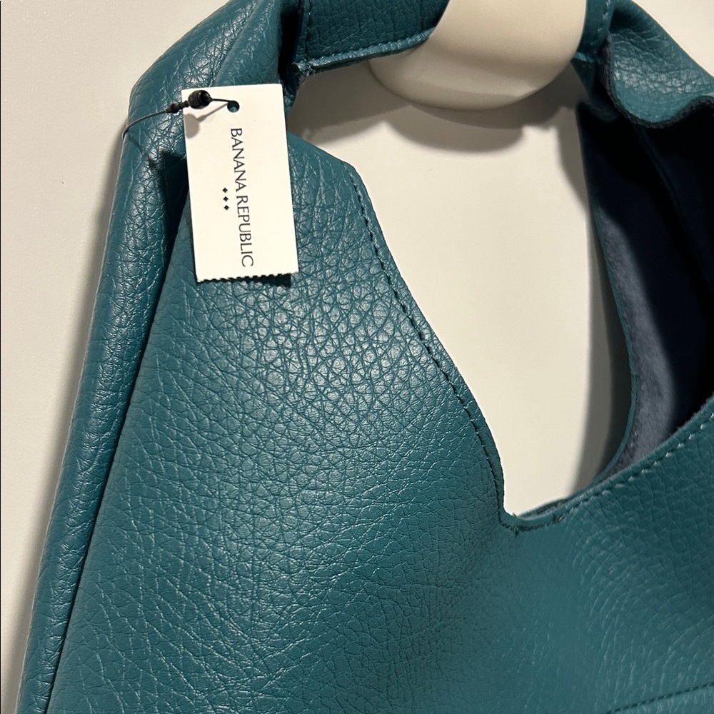 Banana Republic Teal Pebbled Leather Shoulder Bag - Picture 3 of 4